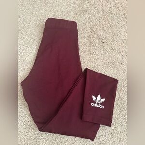 adidas Burgundy Leggings with White Trefoil